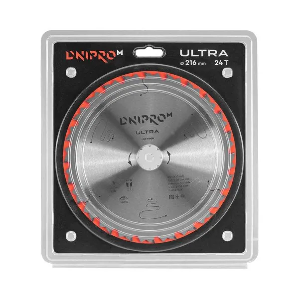 Пильный диск Dnipro-M ULTRA 216 мм 30 25.4 65Mn 24T (по дереву) фото №3