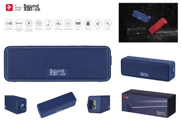 Акустическая система 2E SoundXBlock TWS, MP3, Wireless, Waterproof Blue