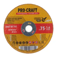 Керамический отрезной круг 75×1.6×10 мм по металлу и нержавеющей стали Procraft YCD75×1.6 фото