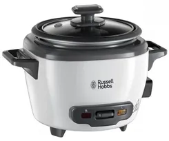 Рисоварка Russell Hobbs, 200Вт, чаша-0.7л, механическое управл., съемная крышка, нерж. сталь, черно-белый фото