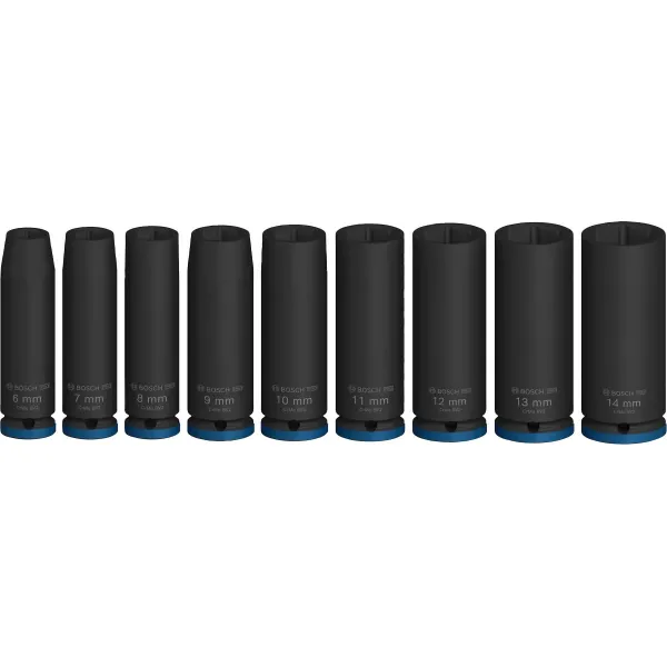 Набор ударных торцевых головок Bosch Professional Deep 9шт 1/4" 50мм цена в Украине