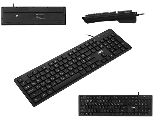 Клавіатура мембранна Acer OKW020, 104key ,USB-A, EN/UKR/RU,чорний