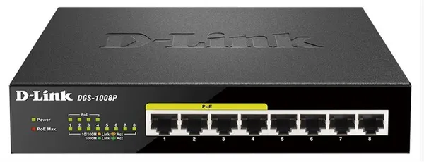 Коммутатор D-Link DGS-1008P, 8xGE (4xGE PoE, 4xGE), 68W