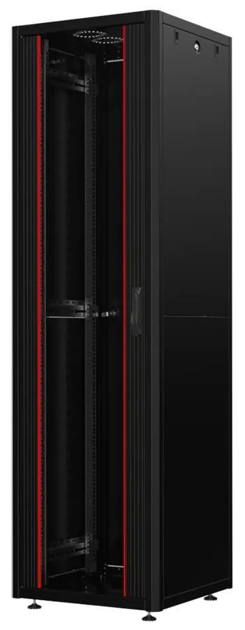 Шкаф MIRSAN 19", 22U, GTN SERVER, стеклянная дверь, 600x1000 мм, максимально 1000 кг, черный