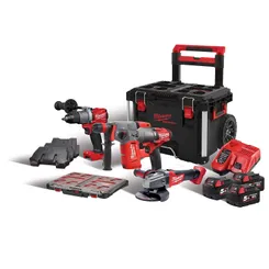 Набір інструментів акумуляторних MILWAUKEE M18 PP4A4-503X (зарядий пристрій M12-18FC, 3 акумулятори М18 В5 5Аг, M18 FPD2-0, M18 фото