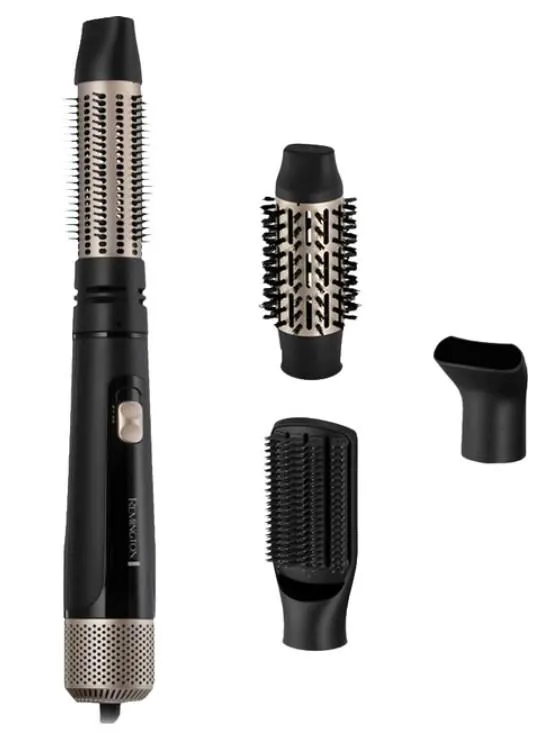 Фен-щетка Remington Blow Dry & Style Caring, 1000Вт, режимов-2, иониз-я, хол. обдув, чехол, керамика, черно-золотой