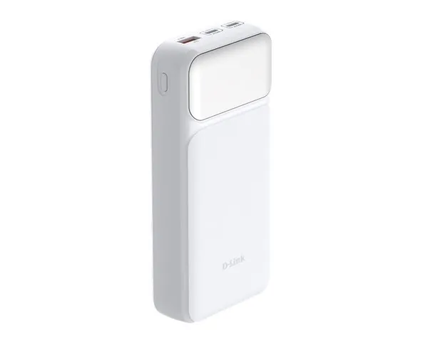 Аккумулятор портативний литій-ионний Power Bank D-Link 20000мАч, 65Вт PD 3.0, QC 3.0, 2xUSB-C, 1xUSB-A з дисплеем, белий