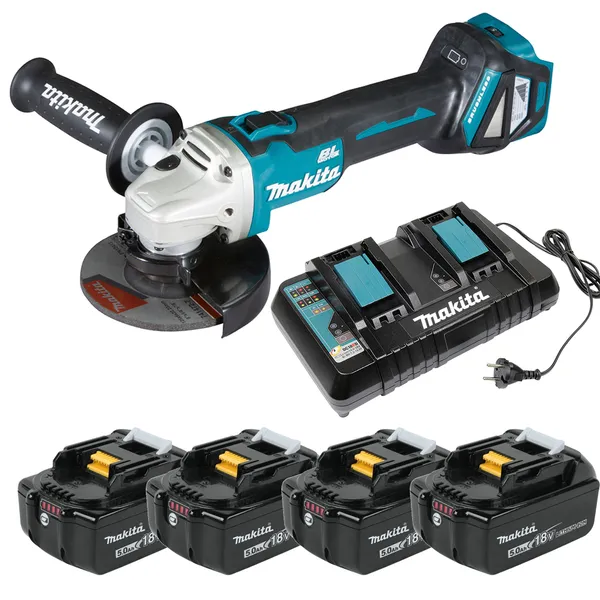 Акумуляторна кутова шліфувальна машина Makita DGA511Z + набір BL1850B х4 шт + DC18RD