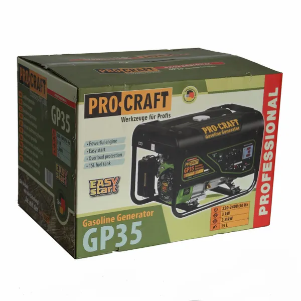 Бензиновый генератор 3 кВт медная обмотка Procraft GP35 купить в Украине