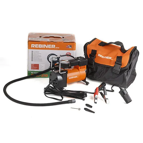 Компрессор автомобильный 7 атм, 170 Вт Rebiner RAC-210 для колес R13, R14, R15, R16 с доставкой