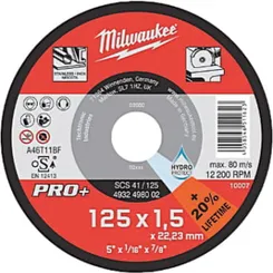 Диск відрізний Milwaukee Pro+ SCS41 по металу, 125х1.5х22.2мм фото