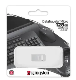 Накопичувач Kingston  128GB USB 3.2 Type-A Gen1 DT Micro R200MB/s Metal фото