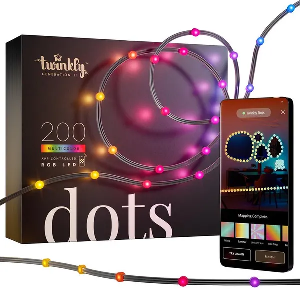 Гирлянда Smart LED Twinkly Dots Lights RGB 200 IP44 10м кабель чорный