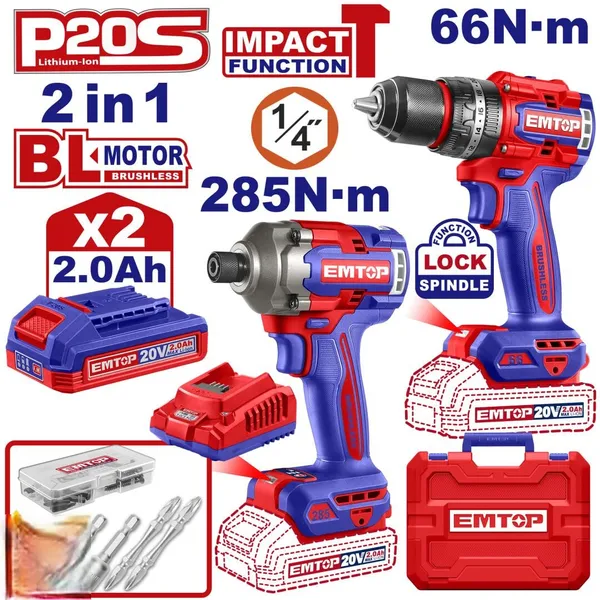 Набір інструментів акумуляторних EMTOP ECKL20277