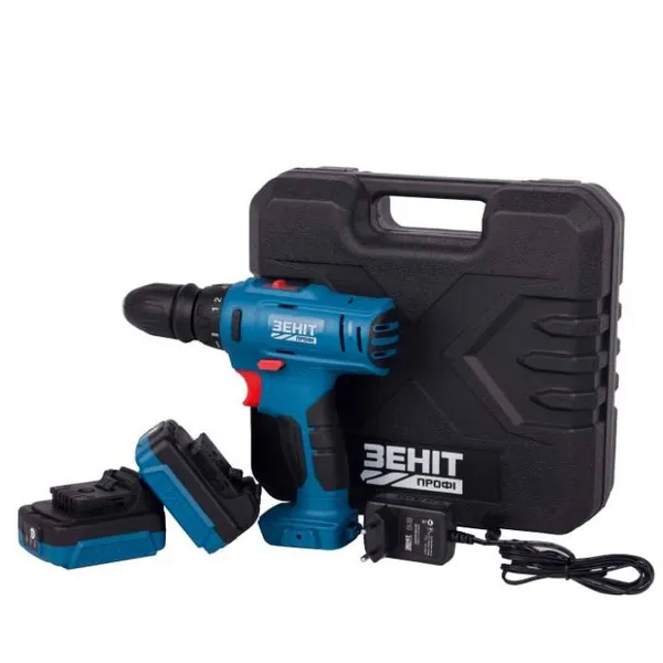 Шурупокрут-дриль акумуляторний Зеніт Профі ЗПША-12/15 DFR/B 12В 2х1.5А·год 25Нм 350·1500об·хв 1кг