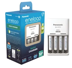 Зарядное устройство Basic Charger + Аккумулятор Eneloop NI-MH AAA 800 мАч, 4 шт. фото