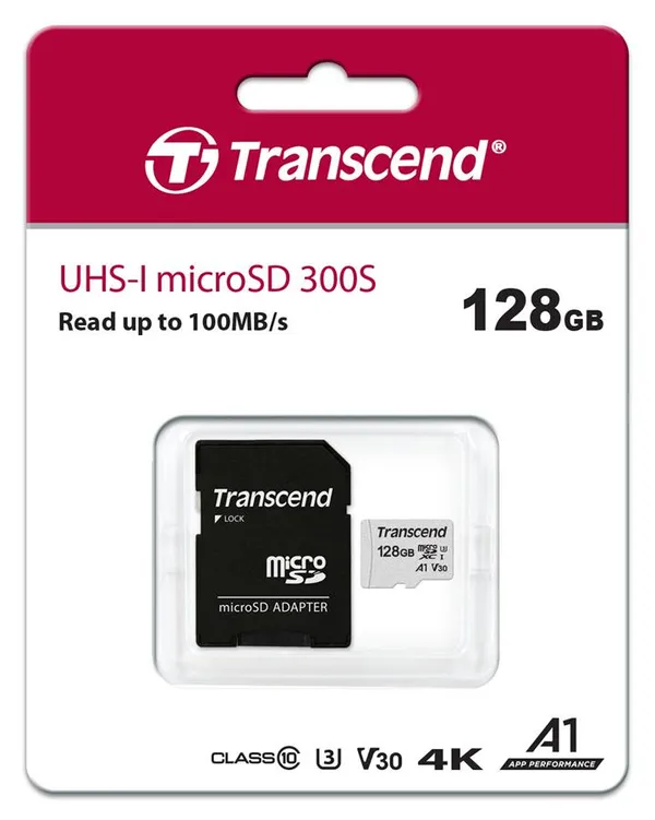 Карта пам'яті Transcend microSD 128GB C10 UHS-I R100/W40MB/s + SD