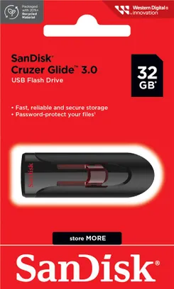 Накопичувач SanDisk   32GB USB 3.0 Type-A Cruzer Glide Чорний фото