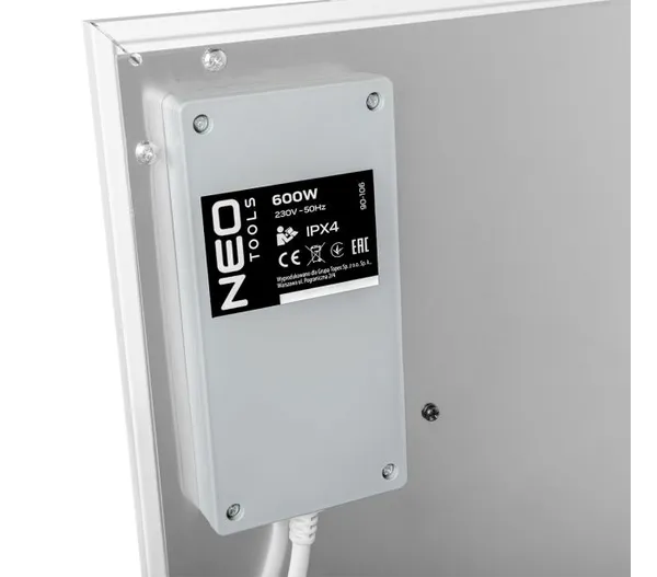 Инфракрасная панель Neo Tools, 600Вт, WIFI, 100х60х3.8см, IP24, термостат, белый цена в Украине