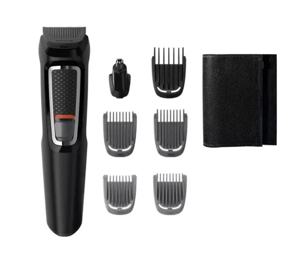 Триммер Philips Multigroom series 3000 для бороды, усов, головы, окантовки , акум., насадок-6, чехол, сталь, черный