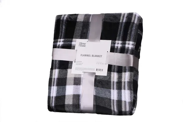 Плед Ardesto Flannel, 200х220см, 100% полиэстер, клетка, серый