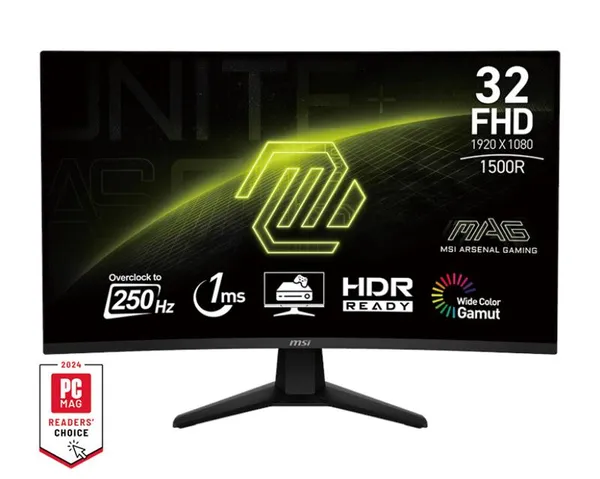 Монітор MSI 31.5" MAG 32C6X 2xHDMI, DP, Audio, VA, 250Hz, 1ms, sRGB 101%, CURVED, AdaptiveSync