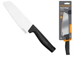 Кухонний ніж поварський Santoku Fiskars Hard Edge, 16.1см, нержавіюча сталь, пластик, чорний фото