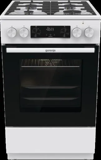 Плита Gorenje комбінована, 70л, 50x60см, дисплей, чавун, білий