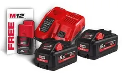 Енергокомплект акумуляторний Li-Ion MILWAUKEE, M18 HNRG-552 (+заряд.пристрій, 2акум. M18 HB5.5(5,5Ar фото
