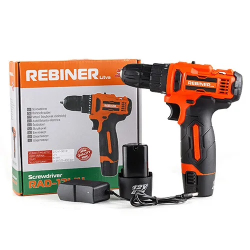 Купить Шуруповерт аккумуляторный 1400 об/мин, 12 В Rebiner RAD-12LiH со скидкой