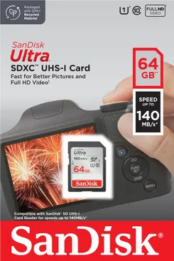 Карта пам'яті SanDisk SD   64GB C10 UHS-I R140MB/s Ultra фото