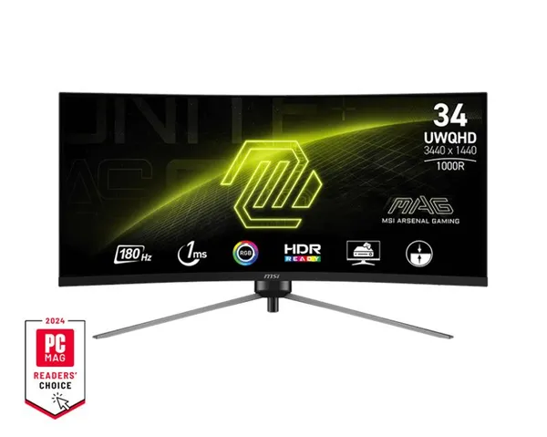 Монітор MSI 34" MAG 345CQR 2xHDMI, DP, VA, 3440x1440, 21:9, 180Hz, 1ms, sRGB 120%, CURVED, FreeSync, HAS