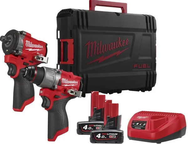 Набір з двох інструментів безщіткових акумуляторних M12 FPP2X2-402X MILWAUKEE (гайковерт M12 FCIWF12G3-0, дриль-шурупокрут M12 F