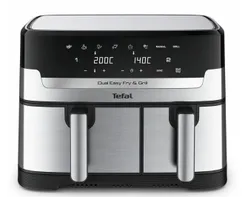 Мультипечь Tefal Dual EasyFry&Grill AirFryer, 2700Вт, чаша-5.2/3.1л, сенсорное управл., 2 чаши, гриль, пластик, серо-черный фото