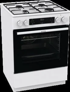 Плита Gorenje комби, 71л, 60x60см, дисплей,  эмалированные реш, программатор IconLed, белый