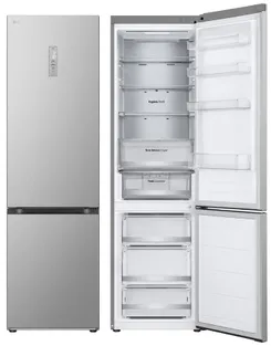 Холодильник LG с нижн. мороз., 203x60х68, холод.отд.-277л, мороз.отд.-110л, 2дв., E, NF, инв., диспл внешн., Fresh Сonverter, Metal Fresh, серебристый фото