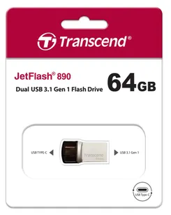 Накопичувач Transcend  64GB USB 3.1 Type-A + Type-C 890 R90/W30MB/s фото