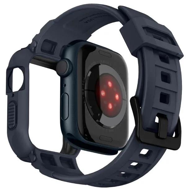 Чехол и ремешок 2в1 Spigen для Apple Watch 45-44mm, Rugged Armor Pro, Charcoal Gray