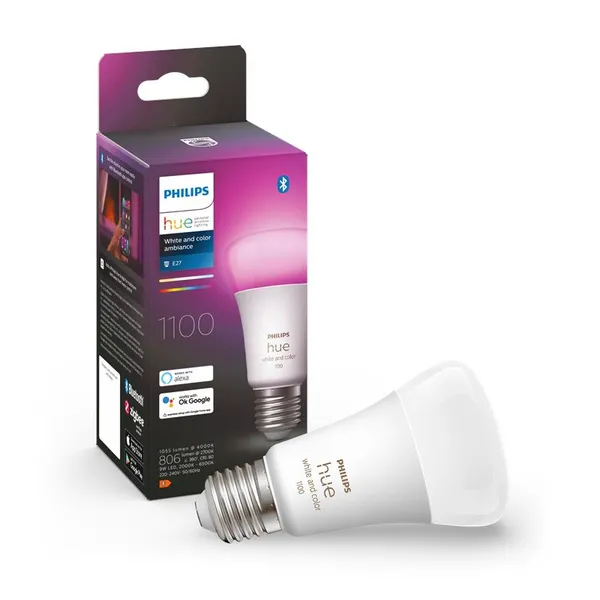 Лампа умная Philips Hue E27, 11W(60Вт), 2000K-6500K, RGB, ZigBee, Bluetooth, диммирование