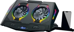 Підставка для ноутбука 2E GAMING CPG-006, до 17.3", 2xUSB-A, LCD/phone holder, RGB, чорний фото