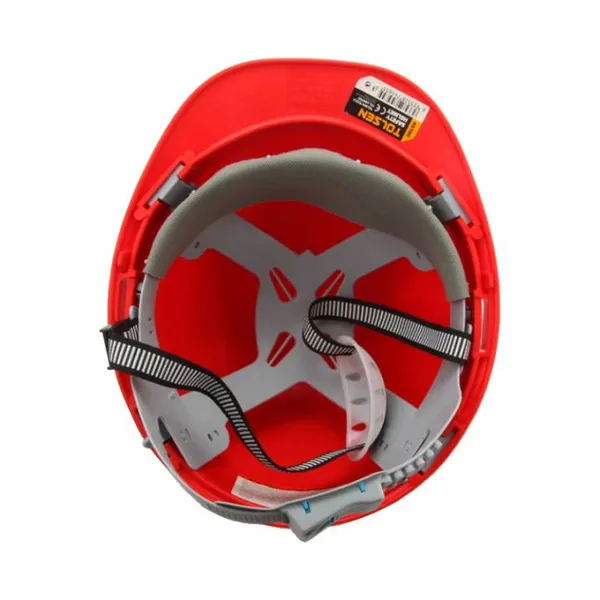 Каска защитная Tolsen, пластик полипропилен РР, пряжка для регулировки, наушники, красный цена в Украине