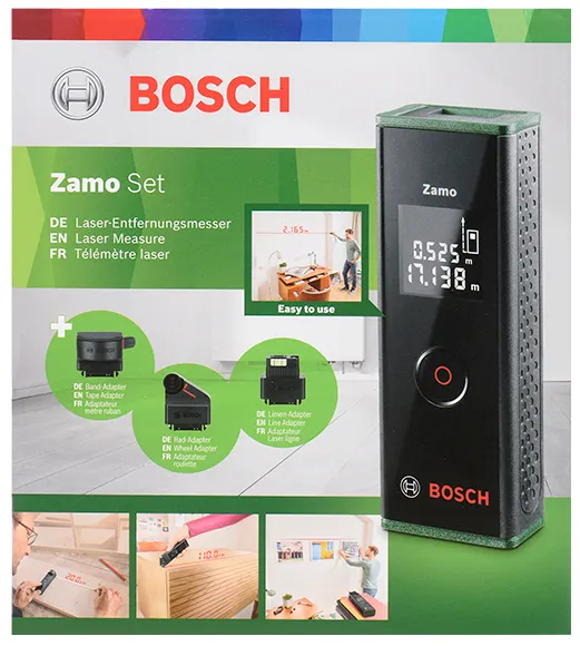 Купити Далекомір лазерний Bosch Zamo SET, 0.15–20м,  ±3мм, + 3 адаптера зі знижкою