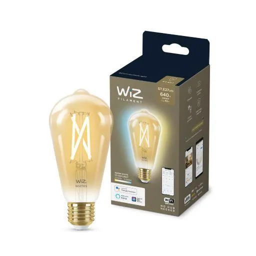 Лампа умная WiZ, E27, 7W, 50W, 640Lm, ST64, 2000-5000K, Wi-Fi