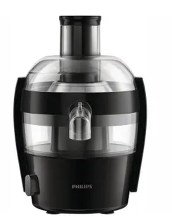 Соковыжималка Philips Viva Collection центробежная 500Вт, чаша-0.5л, жмых-1л, пластик, черный фото