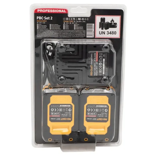 Комплект аккумулятор 20 В, 4 А/ч, 2 шт и зарядное устройство Procraft PBC-set2 с доставкой