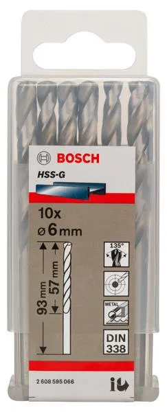Свердло по металу Bosch HSS-G 6 мм., 10 шт.