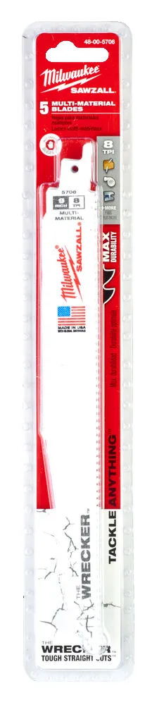 Полотно для шабельних пил WRECKER MILWAUKEE, 230х3,6/2,3мм, (5шт), (метал, деревина з цвяхами) цена в Украине