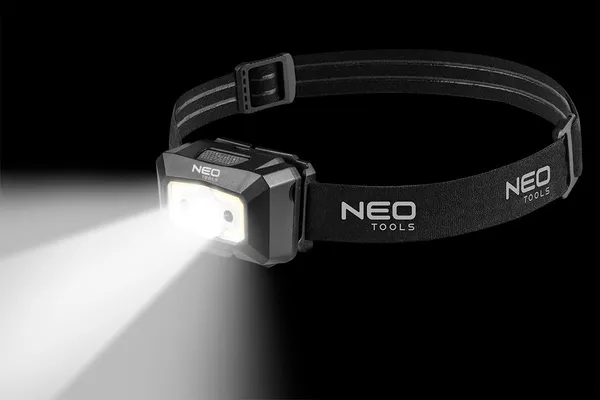 Фонарь налобный аккумуляторный Neo Tools, 1200мА•ч, 250лм, 3Вт, 5 функций освещения, красный свет, датчик движения, индикатор заряда купить онлайн