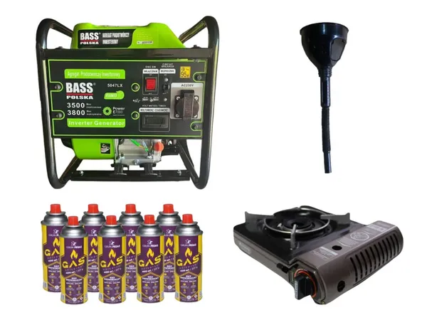Інверторний генератор Bass Polska 5047LX + газова плитка Orcamp CK-505 + електричний обігрівач Gardyer HE2000
