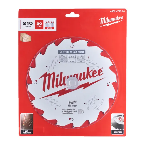 Диск пиляльний PFTE THIN KERF MILWAUKEE, O210/30мм, 16 зуб.